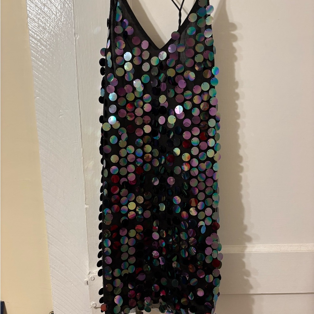 BelleBarnett Sequin Black and Purple Iridescent NYE Dress - Picture 3 of 5